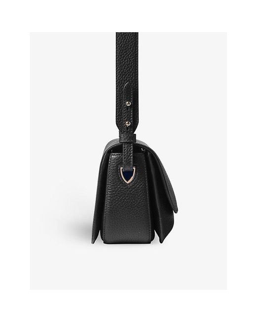 Aspinal Black Ella Logo-embossed Leather Cross-body Bag