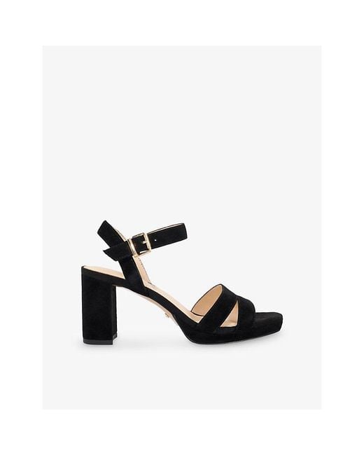 Dune Black Manifesting Suede Platform Heeled Sandals