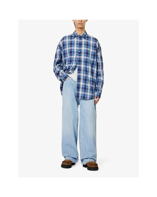 1017 ALYX 9SM Blue Buckle-embellished Wide-leg Mid-rise Jeans for men