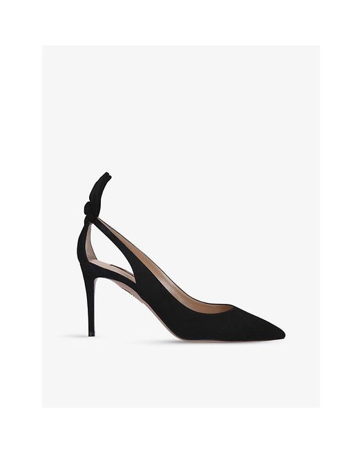 Aquazzura Black Deneuve Suede Heeled Pumps