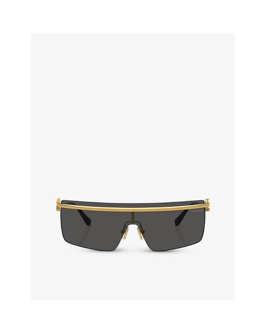 Miu Miu Black Mu 50zs Irregular-frame Metal Sunglasses