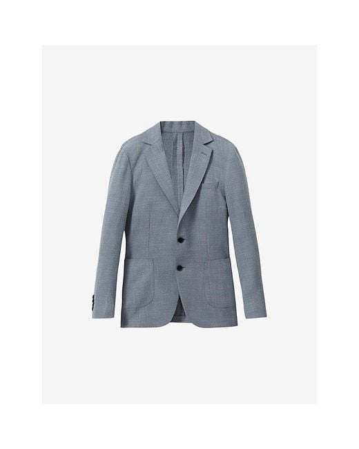 Reiss Blue Soft Aphrodite Slim-Fit Single-Breasted Stretch-Woven Blazer for men