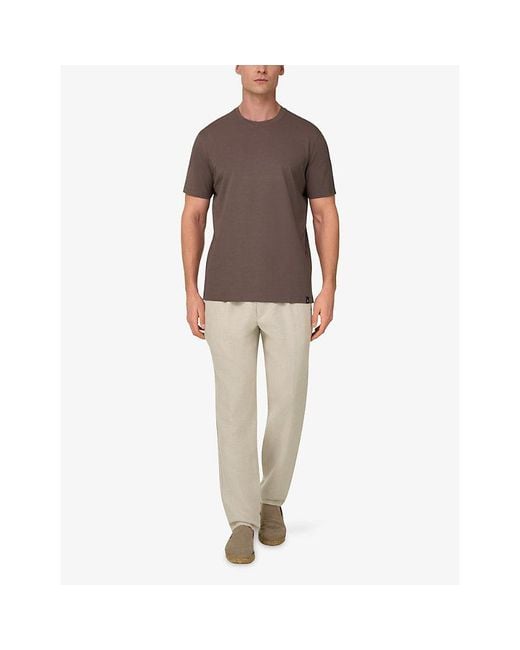 Boggi Natural Drawstring-Waistband Tapered-Leg Linen Trousers for men