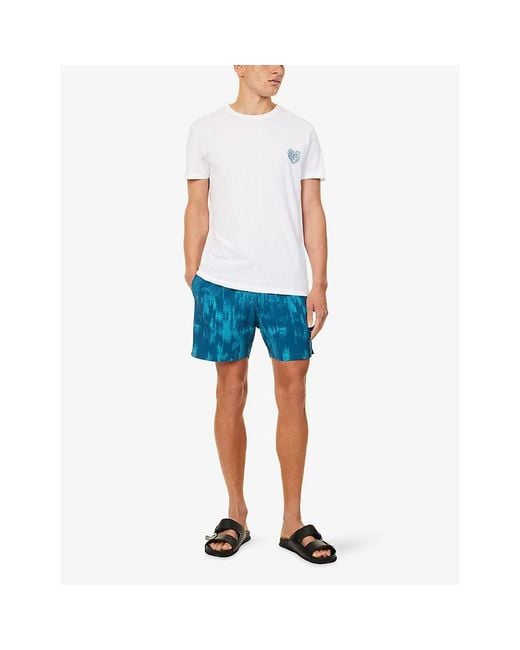 Derek Rose Blue London Brushed Rain Printed Swim Shorts for men