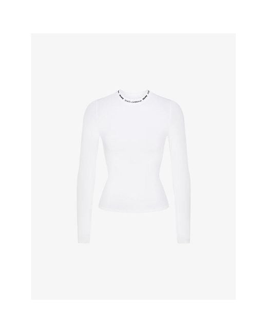 Skims Dolce & Gabbana X Logo-Patch Long-Sleeve Stretch-Cotton T