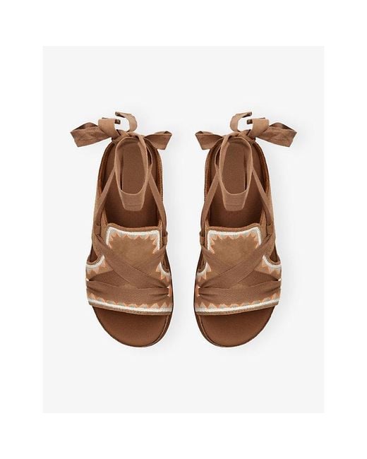 Ugg Brown Goldenstar Hi Artistitch Suede Sandals