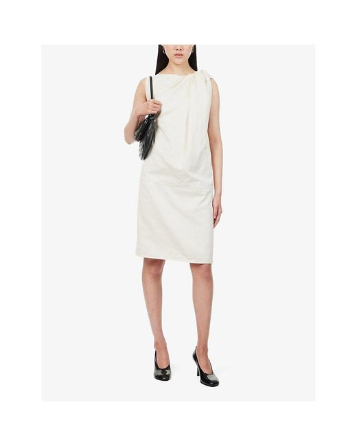 Totême  White Twisted-design Organic-cotton And Linen-blend Mini Dress