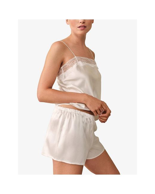 The White Company White Lace-Trim Square-Neck Silk Pyjama Set