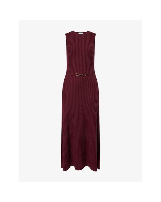 Gabriela Hearst Purple Meier Belted Wool And Cashmere Blend Maxi Dress