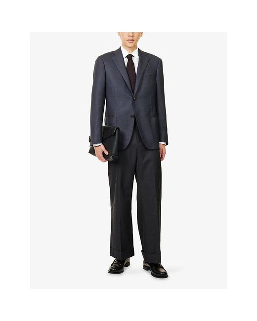 Corneliani Blue Single-Breasted Notched-Collar Silk-Wool Blend Jacket for men