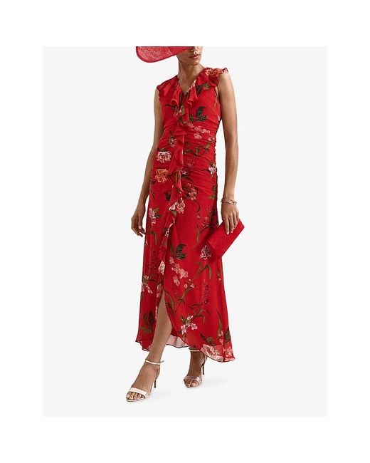 Phase Eight Red Mae Floral-Print Woven Maxi Dress