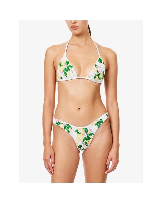 Oceanus Green Lemon Beaded Bikini