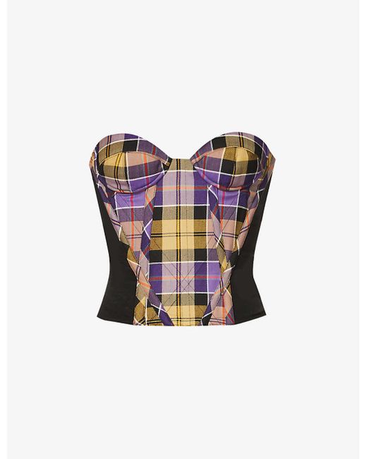 Vivienne Westwood Blue Fargo Checked Wool And Cotton-blend Corset