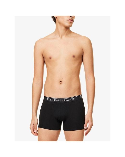 Polo Ralph Lauren Black Logo Waistband Classic-Fit Stretch-Cotton Trunks Pack Of Three Xxl for men