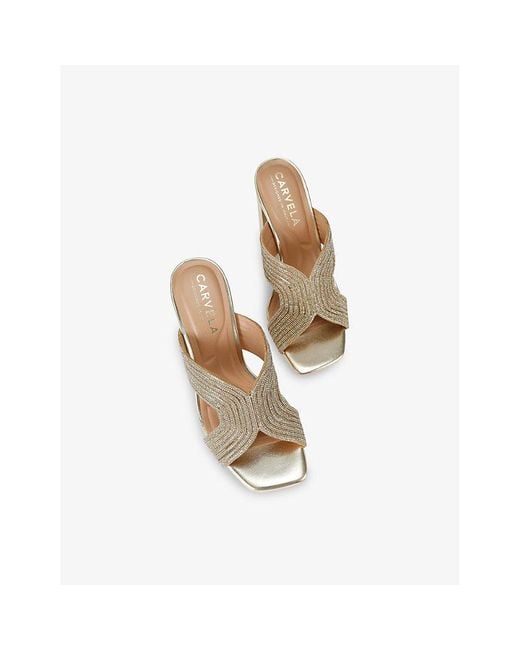 Carvela Kurt Geiger Metallic Paparazzi Embellished Faux-Leather Heel Sandals