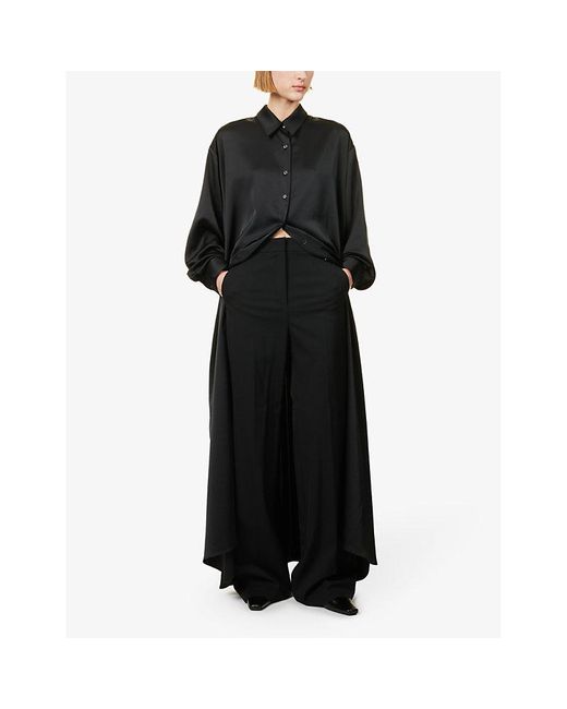 Frankie Shop Black Avery Relaxed-fit Satin Maxi Dress