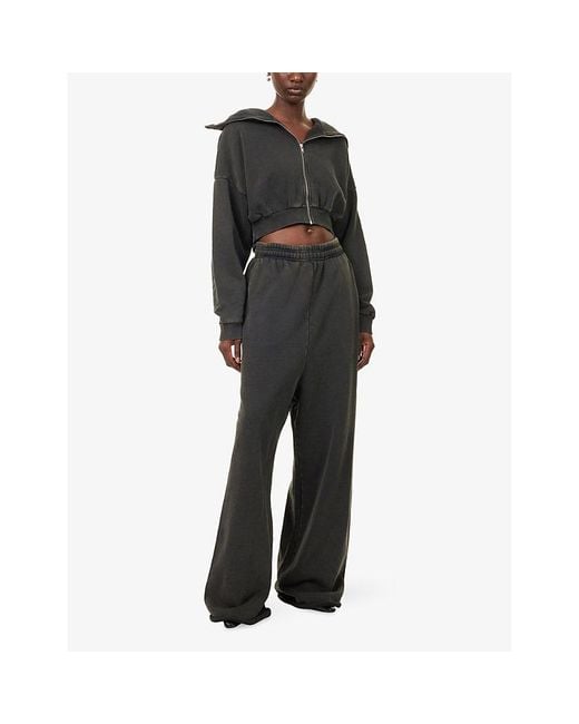Entire studios Black Relaxed-Fit Wide-Leg Cotton-Jersey Jogging Bottoms