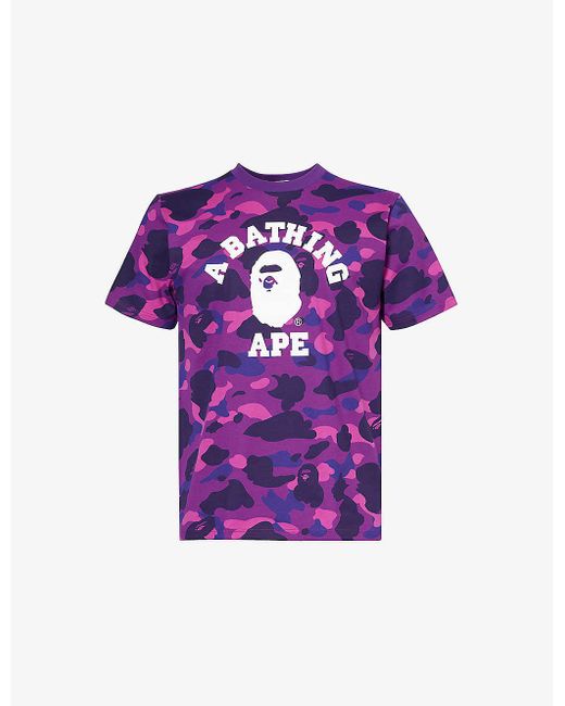 A Bathing Ape Purple Camo Cotton-jersey T-shirt Xx for men