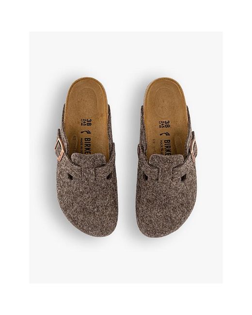 Birkenstock Brown Boston Buckle-Fastened Wool Clogs