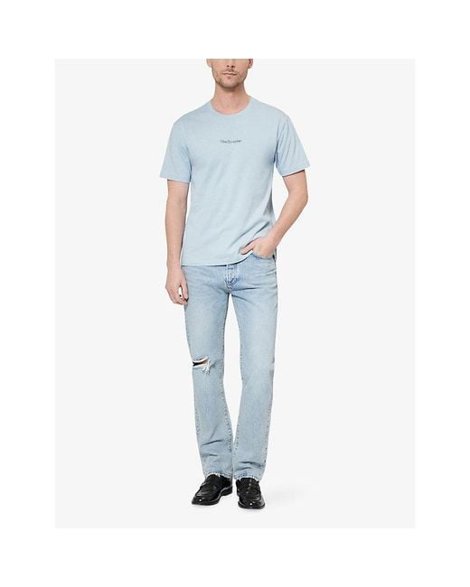 The Kooples Blue Branded Short-Sleeved Cotton-Jersey T-Shirt for men