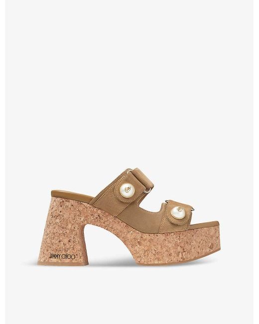 Jimmy Choo Multicolor Fayence Wedge 95 Suede Heeled Sandals