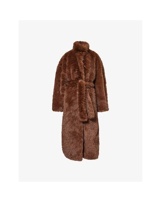 Frankie Shop Brown Ravello Faux Fur Robe Coat