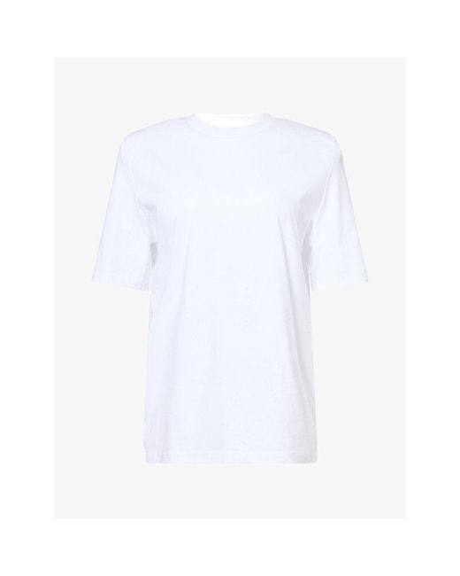 Frankie Shop White Carrington Padded-Shoulder Cotton-Jersey T-Shirt