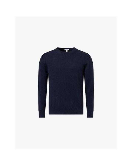 Sunspel Blue Lounge Crewneck Cashmere Jumper for men