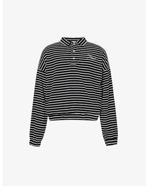Rhude Black Striped Logo-embroidered Cotton-blend Shirt for men