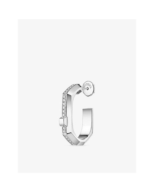 Messika Metallic Moderniste Single Pavé 18Ct And 0.10Ct Diamond Hoop Earring