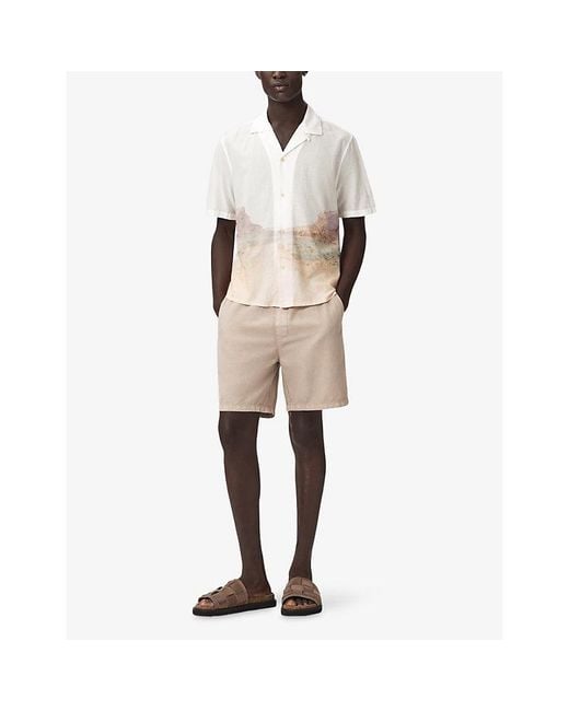 AllSaints White Monument Cuban-Collar Short-Sleeve Cotton Shirt for men