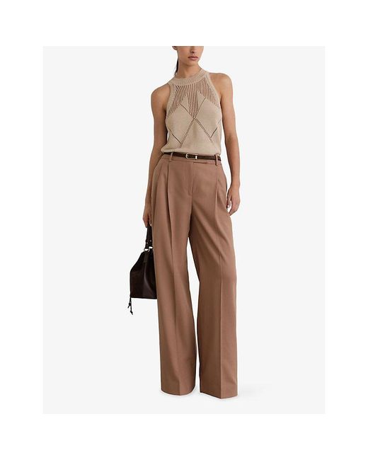 Reiss Natural Maya Knitted Cotton-Blend Vest Top