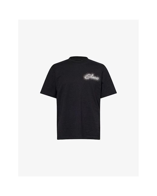 Amiri Black Embellished Script Cotton T-Shirt for men