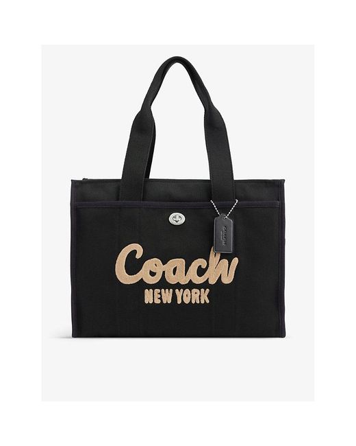 COACH Black Cargo 42 Logo-embroidered Detachable-strap Canvas Tote Bag