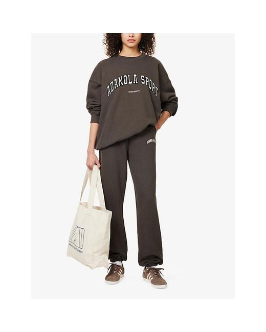 ADANOLA Brown Logo-Embroidered Relaxed-Fit Cotton Sweatshirt