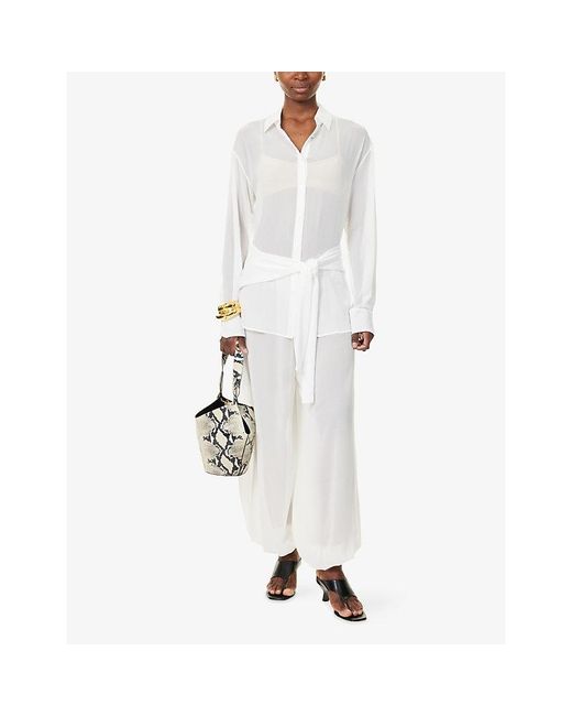 Frankie Shop White Mio Balloon Sheer Woven Trousers
