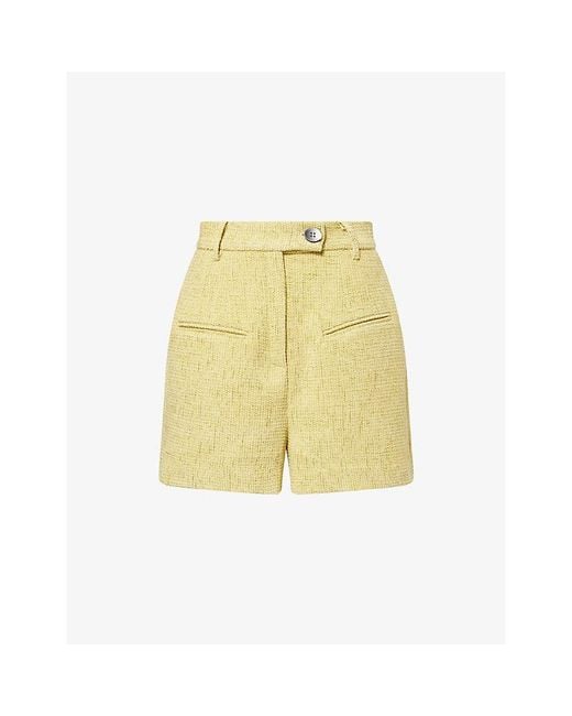 Odd Muse Yellow High-Waist Tailored Bouclé Shorts