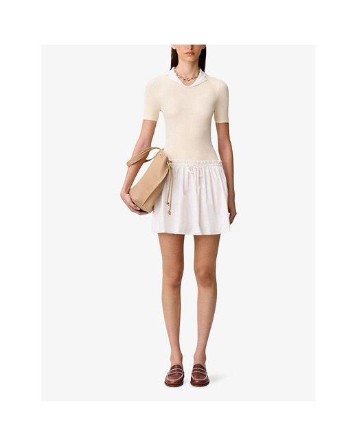 Claudie Pierlot White Two-In-One Knitted And Cotton Mini Dress