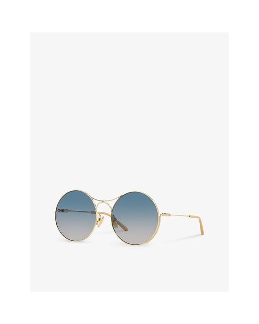 Chloé Blue Ch0166s Round-frame Metal Sunglasses