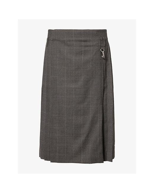 Simone Rocha Gray Tailored Checked Wool-Blend Kilt for men