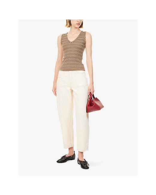 Damson Madder Natural Arlea Striped Cotton-Blend Top