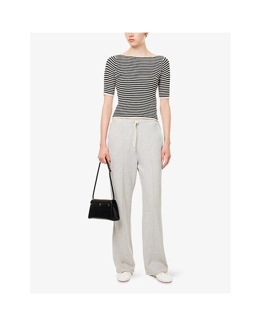 Weekend by Maxmara White Waser Stripe-Pattern Stretch-Knit Top