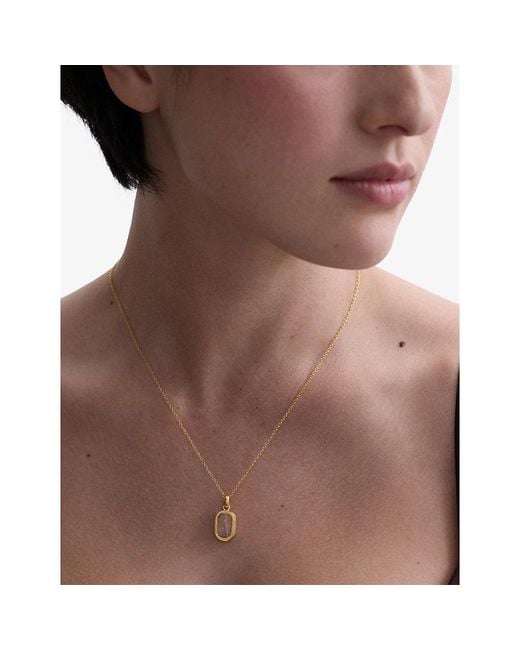 Astley Clarke Metallic X Laura Jackson Oval 18Ct-Plated 925 Sterling- And Rhodochrosite Locket Necklace