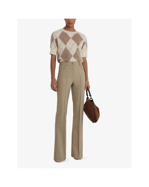 Reiss Natural Sofia Flared-Leg Stretch-Twill Trousers