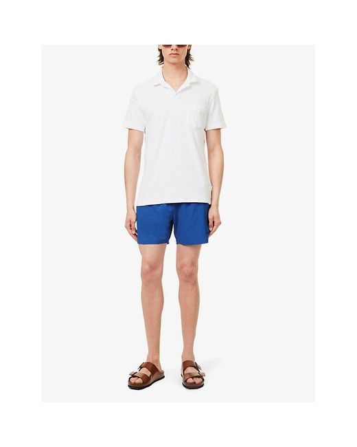 Boss Blue Logo-embellished Regular-fit Recycled-polyester Swim Shorts for men