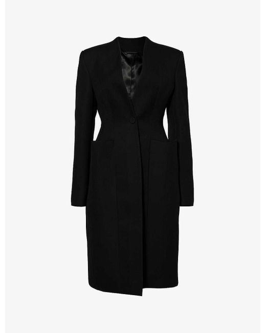 Givenchy Black Padded-shoulder Slim-fit Wool Coat