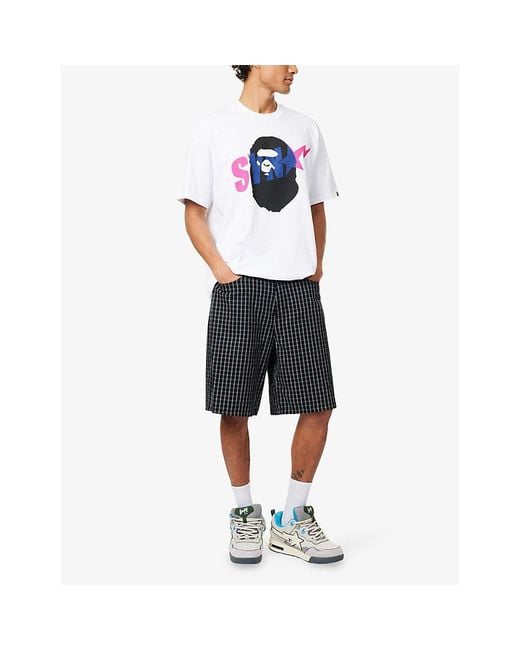 A Bathing Ape Blue Bape X Spotify X Syna Ape Head Relaxed-Fit Cotton-Jersey T-Shirt for men