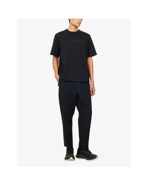 Nike Blue Dri-Fit Logo-Text Print Woven T-Shirt for men