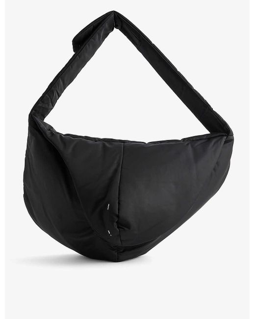 HELIOT EMIL Black Amorphous Curved Woven Cross-body Bag for men