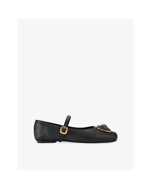 Kurt Geiger Black Pimplico Embellished Leather Ballet Flats